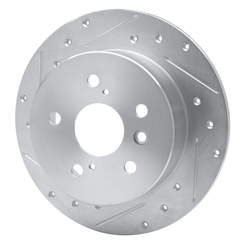 Lexus ES350 Brake Rotor (1) - Rear Left - R1 Concepts - Drilled & Slotted - Silver - `07-`12